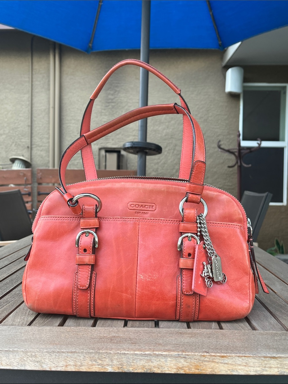 Vintage Coach Bonnie Soho Satchel 12695 Coral Leather Shoulder Bag Purse